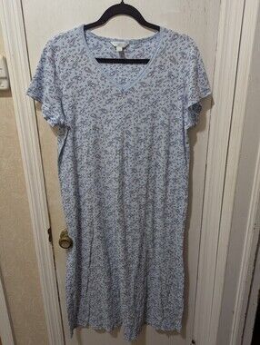 Charter Club Large Light Blue Paisley V-Neck Nightgown
